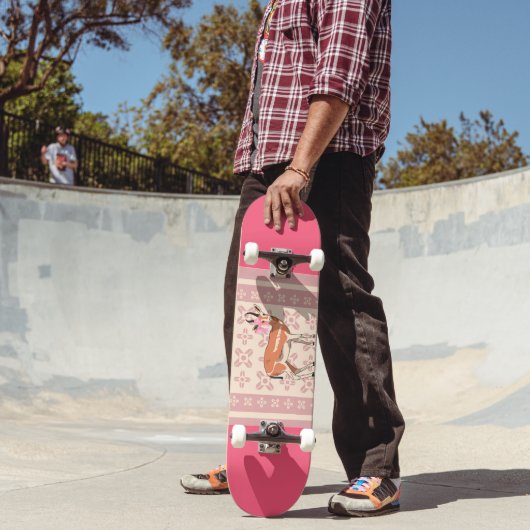Skateboard Elegant Pink Doe-patterned Christmas (Extérieur 2)