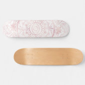 Skateboard Elégant Rose Blanc Or Oeil Soleil Lune Mandala (Horz)