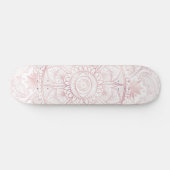 Skateboard Elégant Rose Blanc Or Oeil Soleil Lune Mandala (Horz)