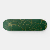 Skateboard Elégant Rose d'or vert Floral Line Dessin (Horz)