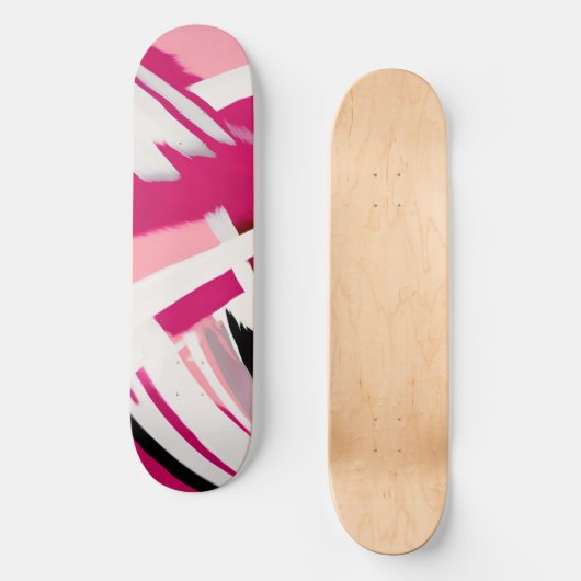 Skateboard Élégant rose et blanc motif (Recto)