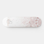Skateboard Elégant Rose Gold Dots Mandala (Horz)