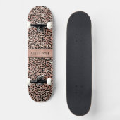 Skateboard Élégant Rose Gold Foil Empreinte de léopard person (Recto)