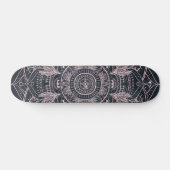 Skateboard Elégant Rose Gold Mandala Grey Nebula Design (Horz)