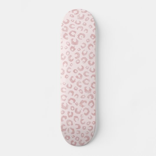 Skateboard Élégant Rose Parties scintillant d'or Leopard Post (Recto)