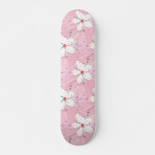 Skateboard Élégant sakura cerisier rose floral féminin