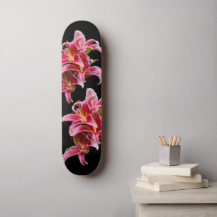 Skateboard Élégant stargazer rose floral Lys orientaux