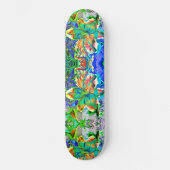 Skateboard Élégant vert abstrait rose turquoise boho floral (Recto)