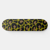 Skateboard Élégant vert olive et imprimé léopard noir (Horz)