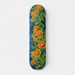 Skateboard Elégante couche de tournesol aquarelle