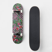 Skateboard Elégante couleur magenta rose fleurons rose (Recto)
