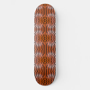 Skateboard Elégante esthétique Peau de tigre orange et noir