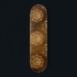 Skateboard Elégante Gold Foil et Black Indian Mandala<br><div class="desc">Spiritual Elegant Gold Foil et Black Floral Motif Mandala indien.</div>