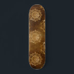 Skateboard Elégante Gold Foil et Black Indian Mandala<br><div class="desc">Spiritual Elegant Gold Foil et Black Floral Motif Mandala indien.</div>