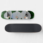 Skateboard Elégante peinture d'orchidée tropicale blanche (Horz)
