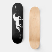 Skateboard Elégante silhouette de cheval blanc sur noir (Recto)