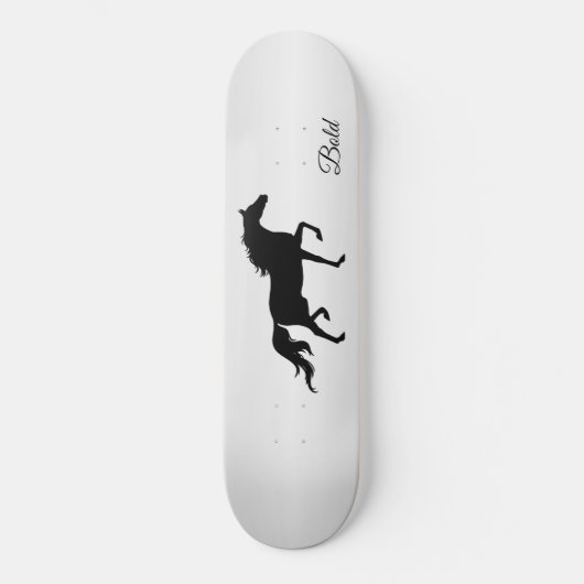 Skateboard Elégante silhouette de cheval noir sur dégradé gri (Recto)