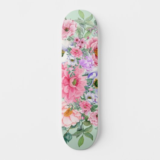Skateboard Élégantes fleurs de jardin d'été (Recto)