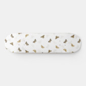 Skateboard Élégants papillons blancs en or (Horz)