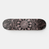 Skateboard Elégants pointes Roses en or marbre Mandala (Horz)