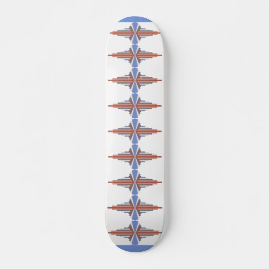 Skateboard Éléments Art déco en or rose & bleu (Devant)