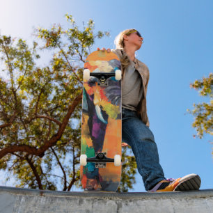 Skateboard Eléphant arc-en-ciel Abstrait