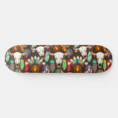 Skateboard Emblème amérindien de crâne de buffle (Horz)