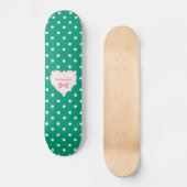 Skateboard Emerald Green Heart Avec Nom (Recto)