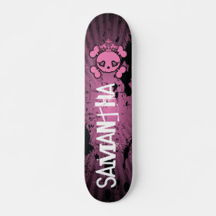 Skateboard EMO Pink Skull Crossbones Old School Skate board