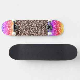 Skateboard Empreinte de léopard avec rose et orange pour les