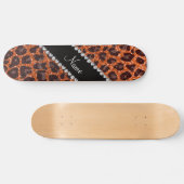 Skateboard Empreinte de léopard de parties scintillant orange (Horz)