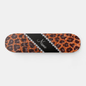 Skateboard Empreinte de léopard de parties scintillant orange (Horz)