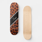 Skateboard Empreinte de léopard de parties scintillant orange (Recto)