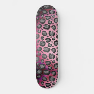 Skateboard Empreinte de léopard Glittery sur brillant rose c