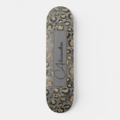 Skateboard Empreinte de léopard Glittery sur Glossy Grey Pers (Recto)