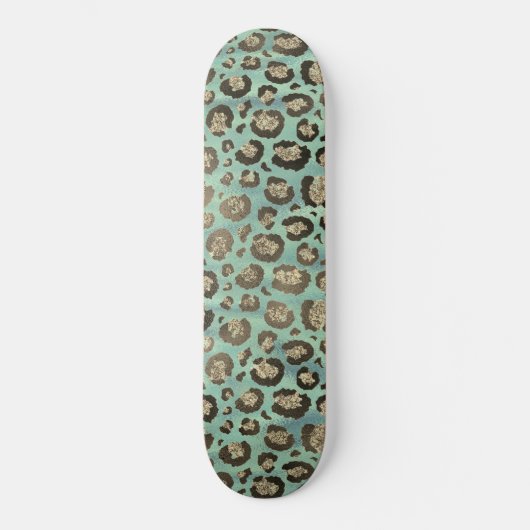 Skateboard Empreinte de léopard Glittery sur Vert brillant (Recto)