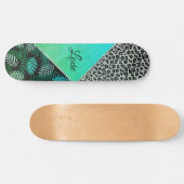 Skateboard Empreinte de léopard Tropical Turquoise (Horz)
