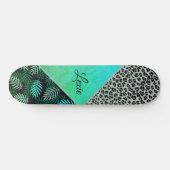 Skateboard Empreinte de léopard Tropical Turquoise (Horz)