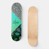 Skateboard Empreinte de léopard Tropical Turquoise (Recto)