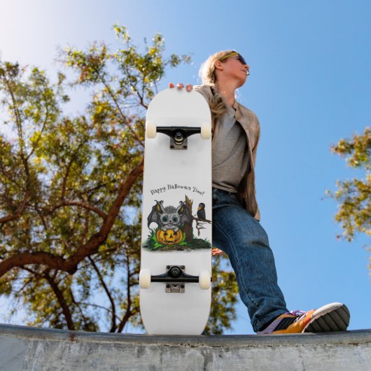 Skateboard En attente d'Halloween, Bat mignonne et Corbeau (Extérieur 1)