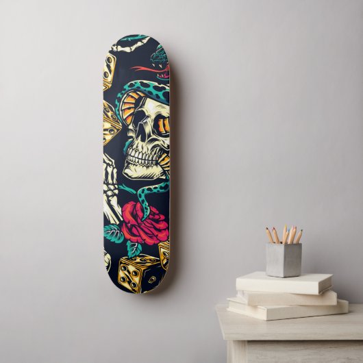 Skateboard en Rozen (Muurkunst)