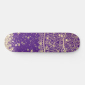 Skateboard Enchanter Mandala avec des étoiles d'or sur violet (Horz)