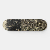 Skateboard Enchanting Mandala with Gold Stars on Black (Horz)