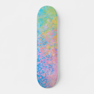 Skateboard Encre d'alcool peinte Neon Pastel Sky Abstraite