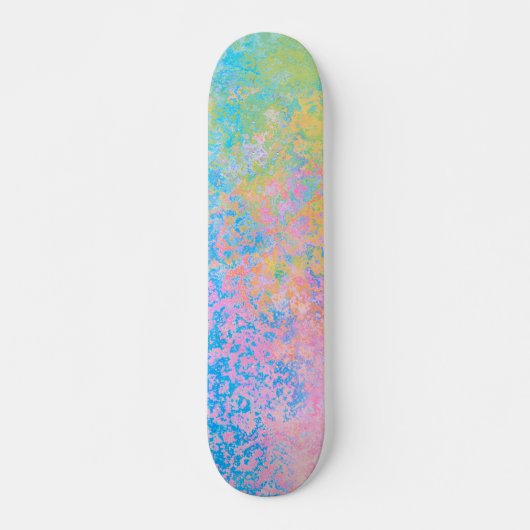 Skateboard Encre d'alcool peinte Neon Pastel Sky Abstraite (Devant)