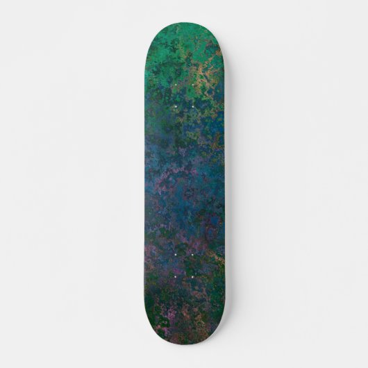Skateboard Encre d'alcool vert foncé et bleu Abstrait (Devant)