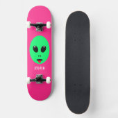 Skateboard Enfants Alien Tête verte rose rose Nom personnalis (Recto)