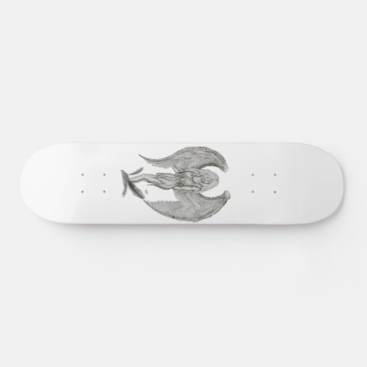 Skateboard Engel Bleistiftzeichnung Design noir et blanc (Horz)