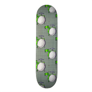 Skateboard Ensemble de tambours; tambours vert néon