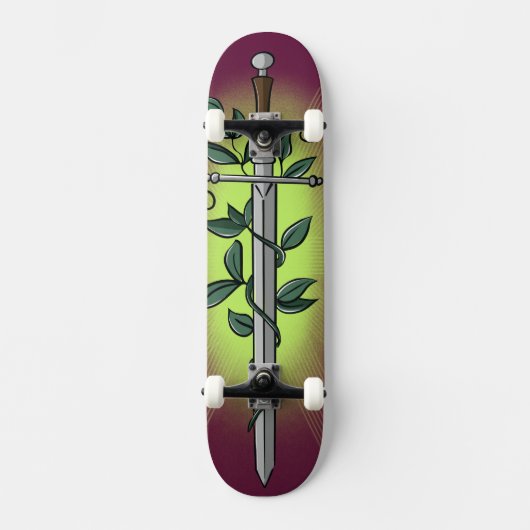 Skateboard Épée Médiévale & Vigne (Recto)